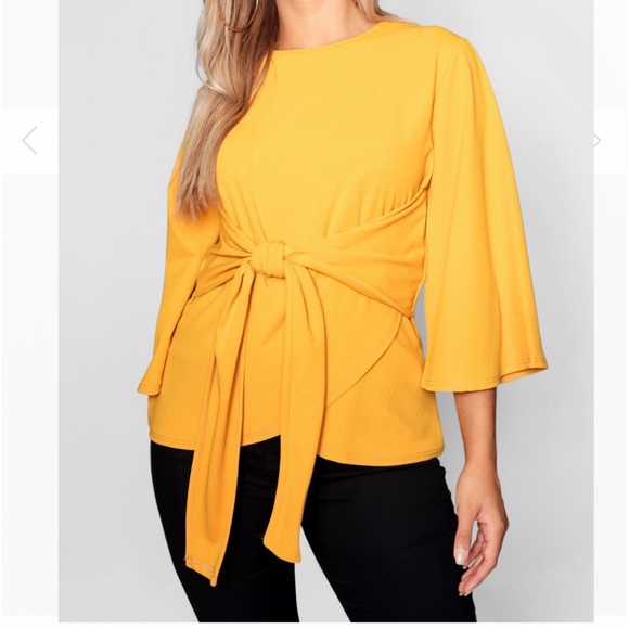 NEW•14•SUNSHINE YELLOW KIMONO SLEEVE TOP - Picture 2 of 9